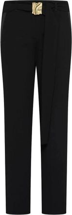Marella Mltelica Slim-fit Pantalon - Dames - Slim Fit Broeken - Zwart - M - Leer - Broeken