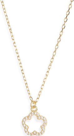 Argento Vivo Mother-of-Pearl Cubic Zirconia Flower Pendant Necklace in Gold at Nordstrom