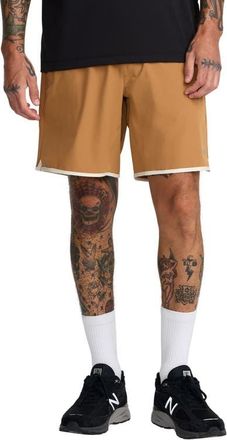 Rvca Yogger Stretch Contrast Shorts in Camel at Nordstrom, Size Xx-Large