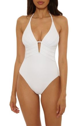 BECCA by Rebecca Virtue Modern Edge Rib One-Piece Swimsuit in White at Nordstrom, Size Medium