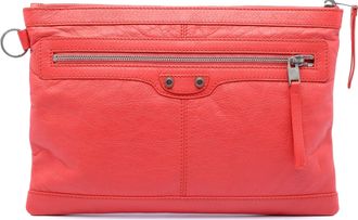 Balenciaga Pre-owned Womens Lambskin Motocross Classic Clip M Clutch - Light Pink Leather - One Size