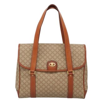 Celine Vintage Macadam Handbag Canvas And Leather Beige Canvas Handbag (Pre-Owned)