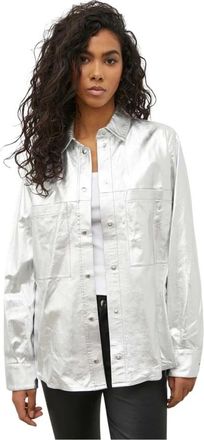 Iro Nazil Overshirt van Leer - Dames - Leren en Su&egrave;de Jassen - Grijs - S - Leer - Jassen