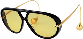 Bottega Veneta Womens Sunglasses Bv1273s Black-Gold-Yellow Metal Black/gold/yellow