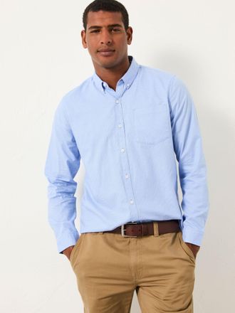 Fat Face FatFace Seagre Blue Long Sleeve Semi Plain Shirt
