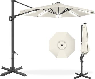 Best Choice Products 10ft 360-Degree Solar LED Lit Cantilever Patio Umbrella, Outdoor Hanging Shade