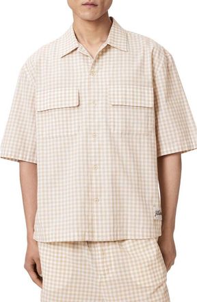 AllSaints Rockland Gingham Cotton Button-Up Shirt in Desert Yellow at Nordstrom, Size Xx-Large