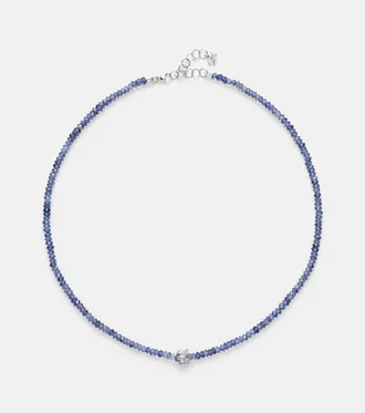 Suzanne Kalan 18kt white gold beaded necklace with sapphires and diamonds