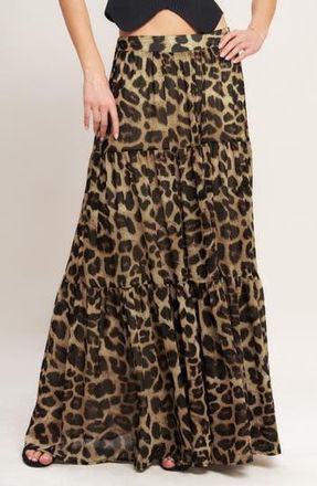 Flying Tomato Printed Maxi Skirt in Leopard at Nordstrom Rack, Size Medium