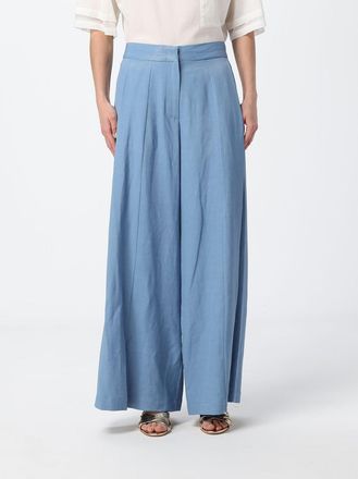 Meimeij Pantaloni palazzo a vita alta in misto lino con gamba larga