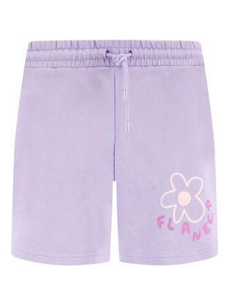 Flaneur Blossom flower-print track shorts - men - Cotton - M - Purple