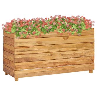 vidaXL Vidaxl - Arriate Elevado Madera De Teca Reciclada Y Acero 100x40x55 Cm