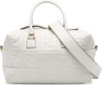 Fendi Pre-owned Womens Leather Embossed Satchel - White - One Size