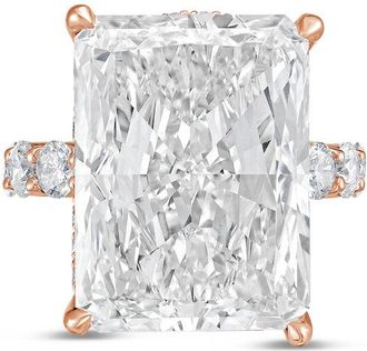 Diana M. Jewels 18kt rose gold 10ct lab grown Radiant Diamond Ring with Pav&eacute; Round Band