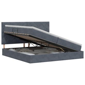 vidaXL Cama Con Almacenamiento Y Colch&oacute;n Gris Oscuro 200 X 200 Cm Vidaxl