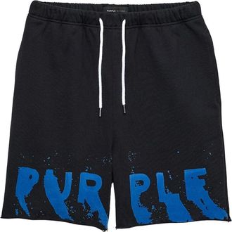 Purple logo-print cotton shorts - men - Cotton - S - Black