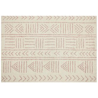 Beliani Alfombra De Algod&oacute;n Beige Rosa 160 X 230 Cm Hecho A Mano Patr&oacute;n Geom&eacute;trico Edirne