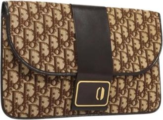 Dior Pre-owned Clutches, female, Brown, Size: ONE SIZE Pre-owned Trotter Canvas Clutch Bag