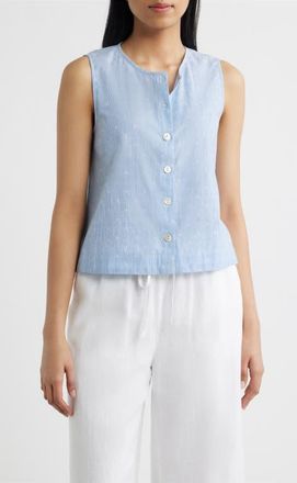 Cloth & Stone Clip Dot Button Front Top in Riviera Pinstripe at Nordstrom, Size X-Small