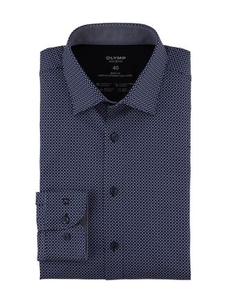 Olymp Langarmhemd OLYMP 24/7 - Level 5, Herren, Gr. 38, N-Gr, blau (marine), Single Jersey, Obermaterial: 92% Baumwolle, 8% Elasthan, 2-Knopf-Manschette, He