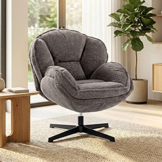 HOMCOM Accent Chair with 360&deg; Swivel for Living Room in Grey | Size: Armchair