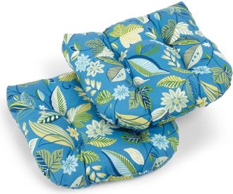 Blazing Needles 19-inch U-Shaped Outdoor Spun Polyester Tufted Dining Chair Cushion (Set of 2)