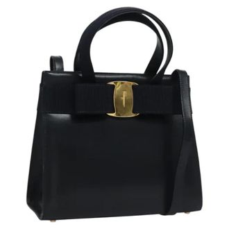 Ferragamo Tweedehands leren handtassen - Dames - Pre-owned - Blauw - Maat: ONE Size Leer