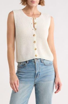 Blu Pepper Button-Up Sweater Tank in Cream at Nordstrom Rack, Size Medium