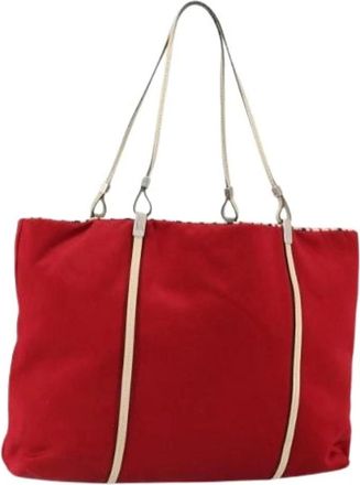 Prada Pre-owned Tote Bags, female, Red, Size: ONE SIZE Pre-owned Satin Tote Bag