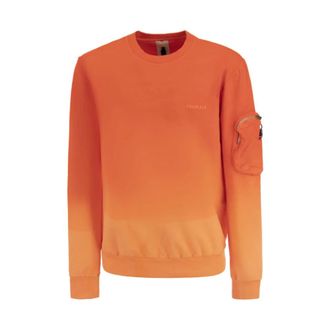Premiata Sweatshirts, male, Orange, Size: M Logo Arm Pocket Cross-Neck Sweatshirt