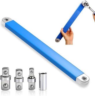 No Brand Llaves De Extensi&oacute;n Acodadas, Llaves De Trinquete Dobles Multifunci&oacute;n Acodadas, Llaves De Resorte Con Adaptadores De Accionamiento De 1/2 Pulgada, 1/4