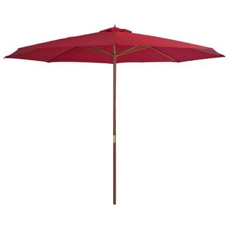 Berkfield Home Outdoor Parasol with Wooden Pole 350 cm Burgundy in Red