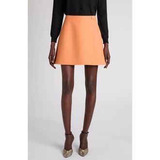 Valentino Garavani Virgin Wool Crepe Couture Skirt in Orange at Nordstrom, Size 38