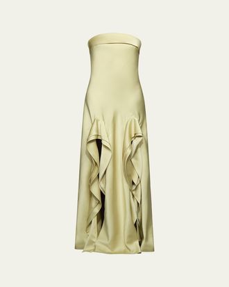 Et Ochs Vernon Strapless Draped Side-Slit Gown