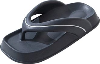 Generic Men Flip Flops Fashionable Color Matching Indoor Outdoor Comfortable Thick Sole Lightweight Summer Slippers (Grey, 6)