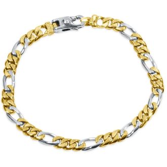 Pompeii3 Mens Classic Figaro Link 14k Gold (28gram) or Platinum (45gram) 6.5mm Bracelet 8.5