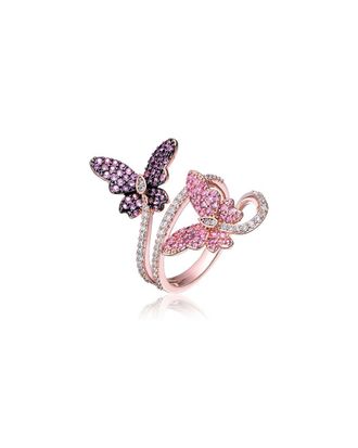 Genevive Two-Tone Plated Cz Butterfly Ring