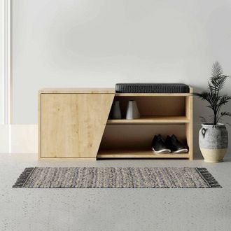 Dmora Zapatero Neneng, Mueble Para 8 Pares, 2 Estantes, 1 Puerta, 104x47x37h Cm, Roble Marr&oacute;n