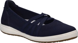 Josef Seibel Riemchenballerina JOSEF SEIBEL Caren 67, Damen, Gr. 36, blau (indigo), Leder, Textil, Schuhe Riemchenballerina, Slipper, Sneaker, Schlupfschuh mit Led