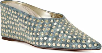Azalea Wang Womens Neiza Studded Wedge Mule In Blue