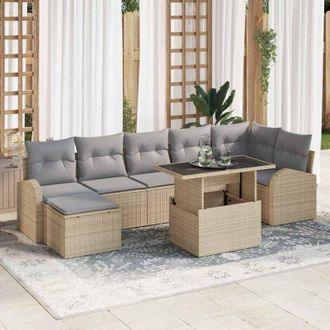 vidaXL Conjunto De Sof&aacute; De Jard&iacute;n 8 Pcs Beige Polirat&aacute;n Vidaxl
