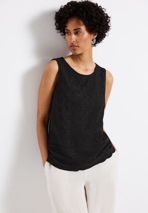 Street One Shirttop STREET ONE, Damen, Gr. 34, schwarz, Jersey, Obermaterial: 50% Baumwolle, 50% Modal, unifarben, l&auml;ssig geschnitten h&uuml;ftbedeckend, Rundhals, To