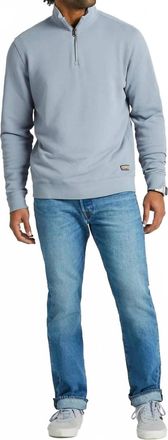 Life is good Solid French Terry Quarter Zip Top In Stone Blue