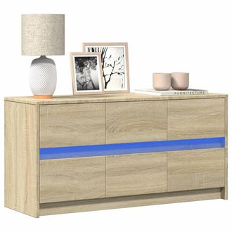 Berkfield Home TV Cabinet with LED Sonoma Oak 100x34x50 cm Engineered Wood in Brown | Size: 100 x 34 x 50 cm