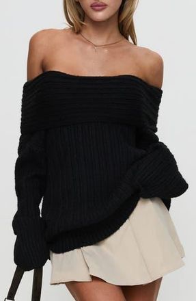 Princess Polly Snowie Off the Shoulder Sweater in Black at Nordstrom Rack, Size Small/medium