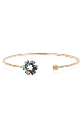 Tory Burch Forget Me Not Open Cuff Bracelet in Tory Gold /Abalone at Nordstrom