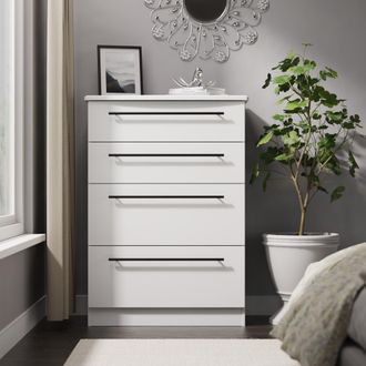 Welcome Furniture Harrow Ready Assembled 4 Drawer Deep Chest in White Ash - Welcome Furniture | TJ Hughes