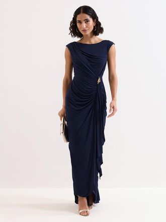 Phase Eight Donna Ruched Detail Maxi Dress in Navy at Nordstrom, Size 10