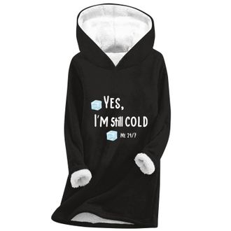 Generic Yes Im Still Freezing Hoodies for Women UK Long Sleeve Fleece Sweatshirt Fall Winter Oversized Pullover Tops 2025 Fashion Thick Warm Solid Color Jumpe