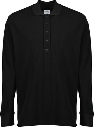 Courr&egrave;ges Oversized Polo - Heren - Polos - Zwart - S - Katoen - Tops